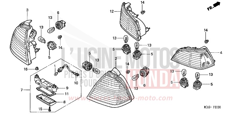 FEUX COMBINES ARRIERE (GL1800A1/A2/A3/A4/A5) de Gold Wing DURANGO RED METALLIC (R274) 2003